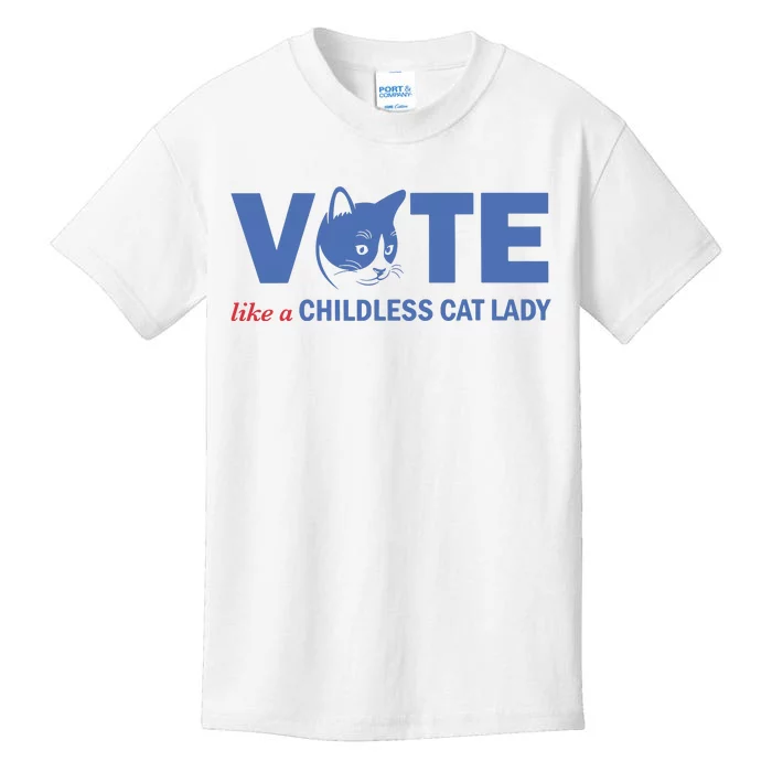 Vote Like A Childless Cat Lady Funny Voting Kamala Kids T-Shirt