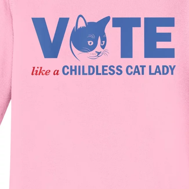 Vote Like A Childless Cat Lady Funny Voting Kamala Baby Long Sleeve Bodysuit