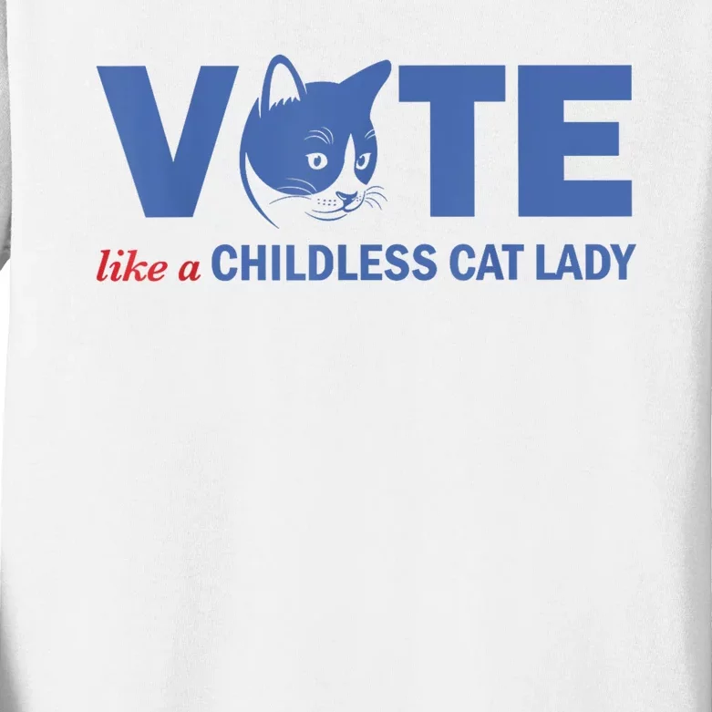 Vote Like A Childless Cat Lady Funny Voting Kamala Kids Long Sleeve Shirt