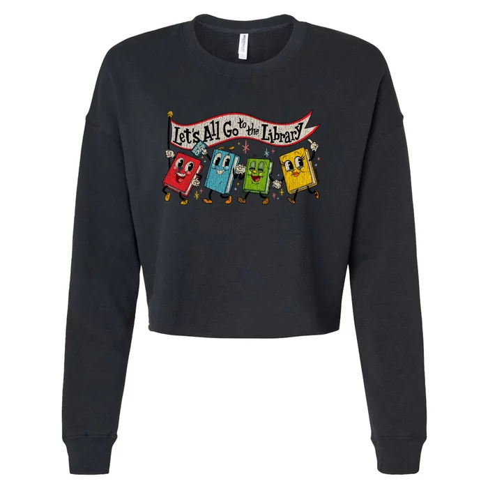 Vintage LetS All Go To The Library Cropped Pullover Crew