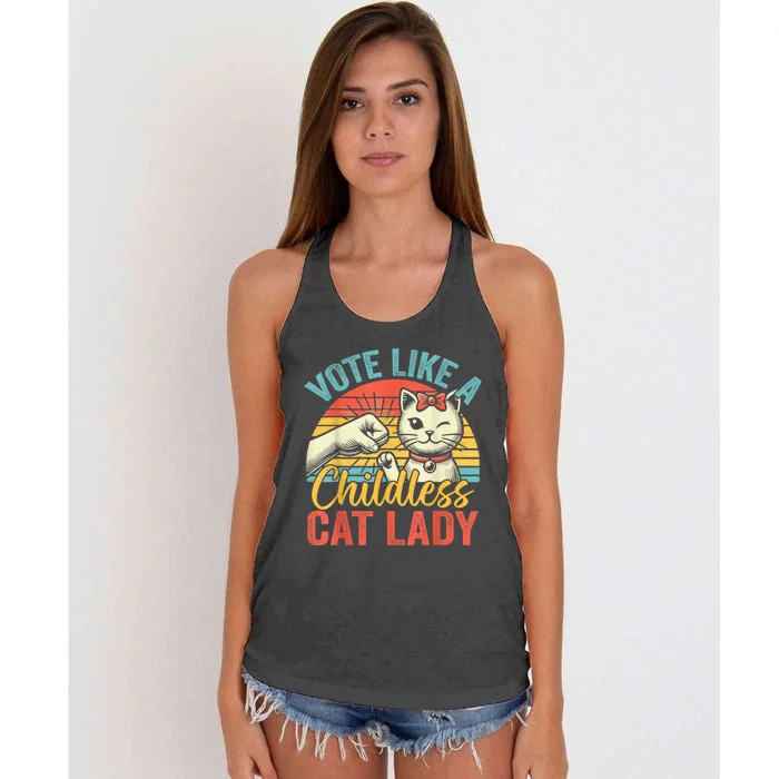 Vote Like A Childless Cat Lady Proud Cat Mom Women's Knotted Racerback Tank