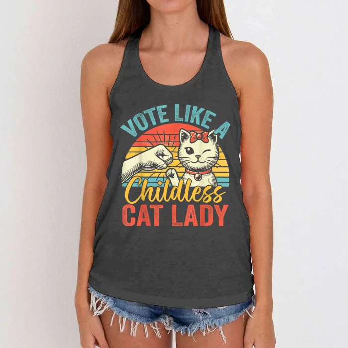 Vote Like A Childless Cat Lady Proud Cat Mom Women's Knotted Racerback Tank