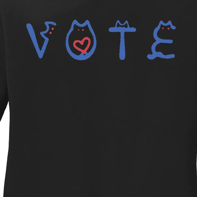 Vote Like A Childless Cat Lady Funny Voting Election 2024 Ladies Long Sleeve Shirt