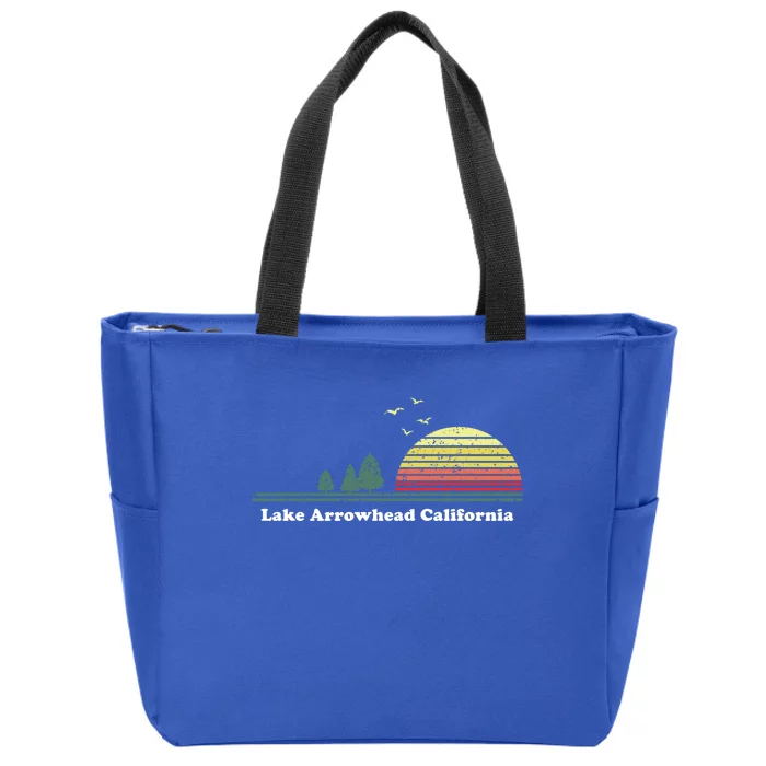 Vintage Lake Arrowhead California Sunset Souvenir Print Funny Gift Zip Tote Bag