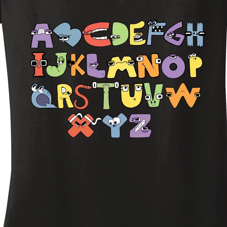 Villain Letter Abcs Evil Alphabet Lore Women's V-Neck T-Shirt