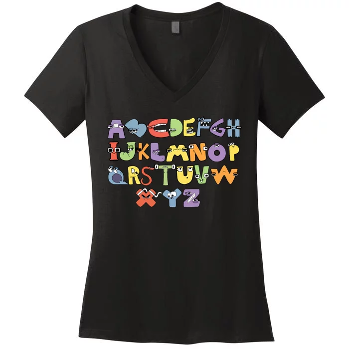 Villain Letter Abcs Evil Alphabet Lore Women's V-Neck T-Shirt