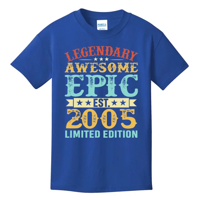 Vintage Legendary Awesome Epic Est 2005 Retro Birthday Kids T-Shirt