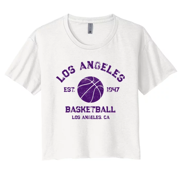 Vintage Los Angeles Basketball Est 1947 Women's Crop Top Tee