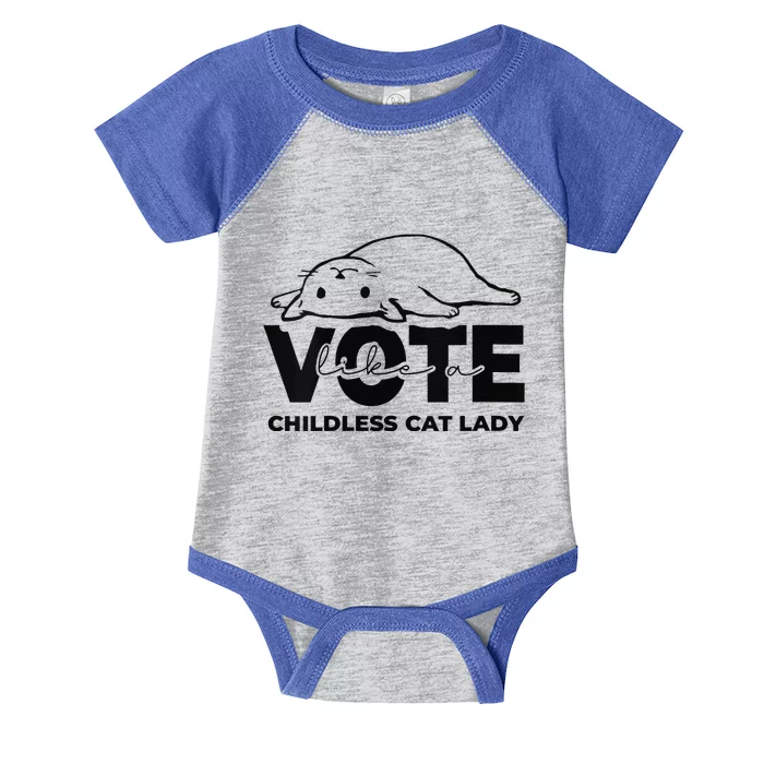 Vote Like A Childless Cat Lady Funny Voting Kamala Infant Baby Jersey Bodysuit