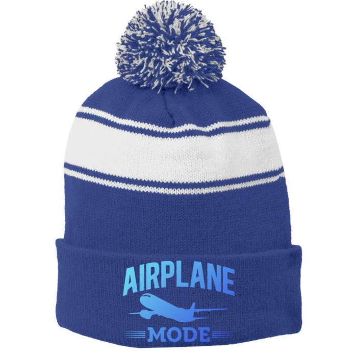 Vacation Lovers Airplane Mode Going On Vacation Gift Stripe Pom Pom Beanie