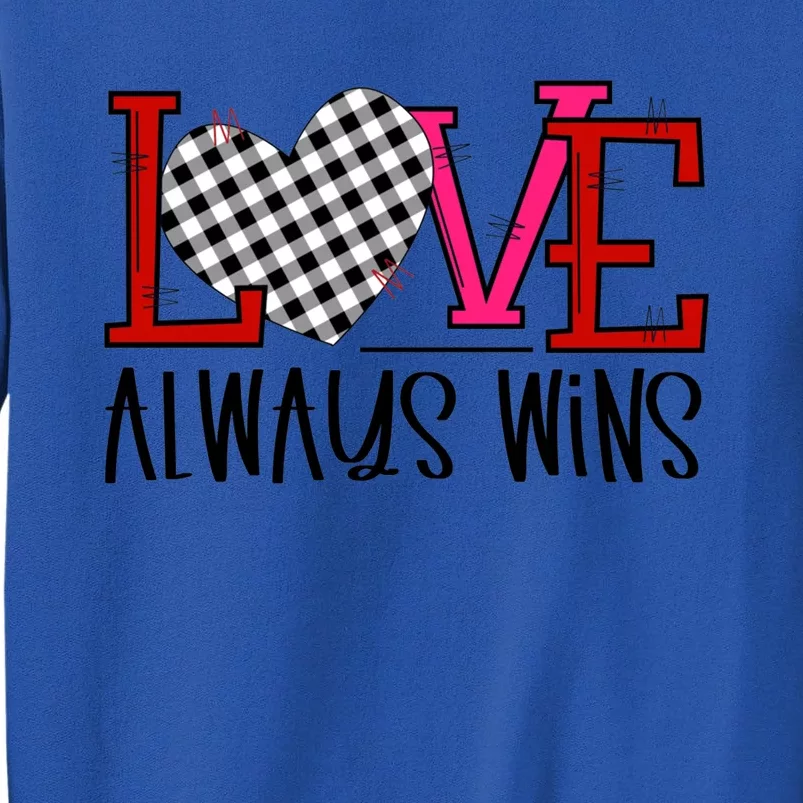 Valentine Love Always Wins Checker Flag Heart Gift Sweatshirt