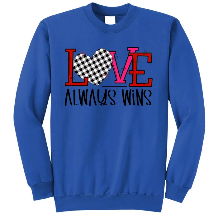 Valentine Love Always Wins Checker Flag Heart Gift Sweatshirt