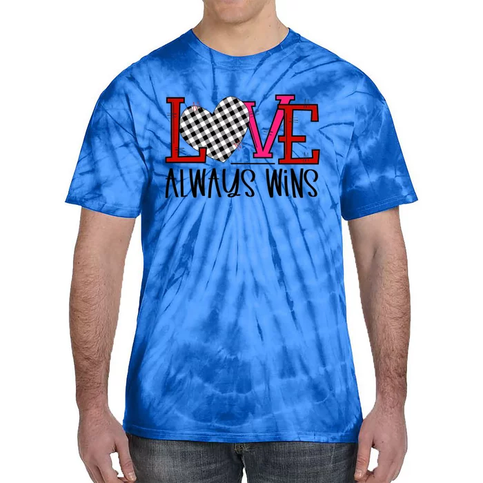 Valentine Love Always Wins Checker Flag Heart Gift Tie-Dye T-Shirt