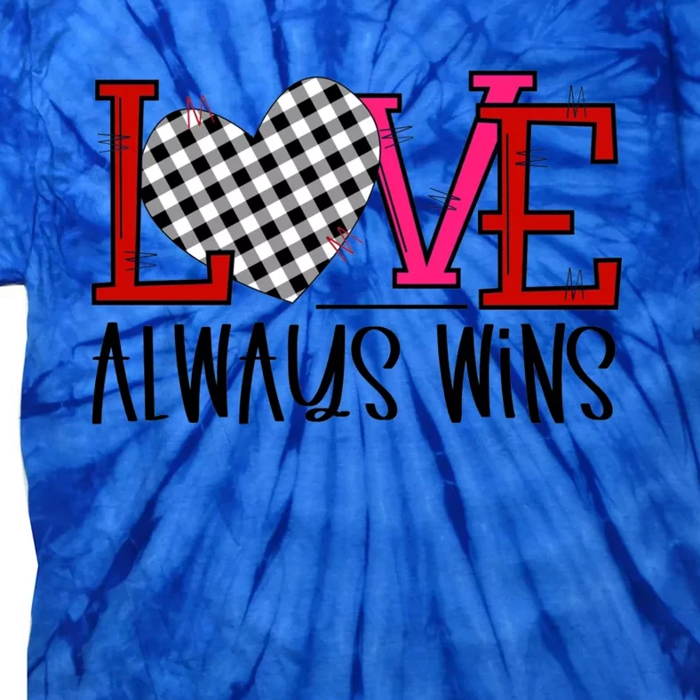 Valentine Love Always Wins Checker Flag Heart Gift Tie-Dye T-Shirt