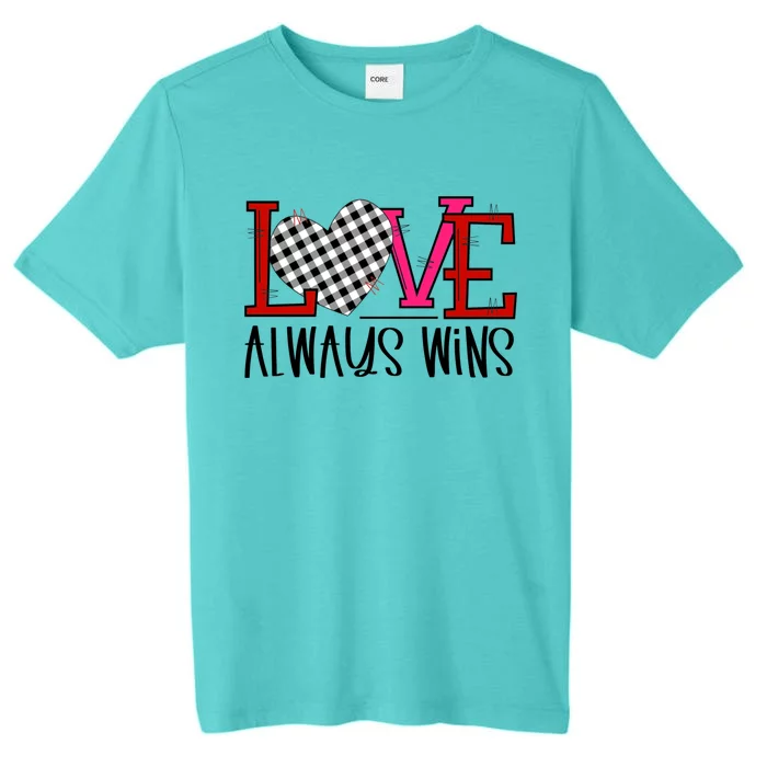 Valentine Love Always Wins Checker Flag Heart Gift ChromaSoft Performance T-Shirt