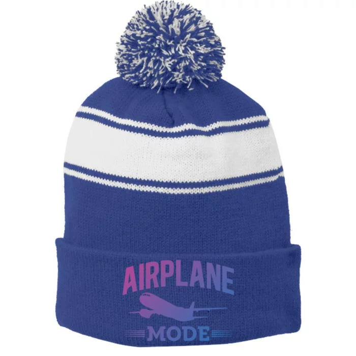 Vacation Lovers Airplane Mode Going On Vacation Gift Stripe Pom Pom Beanie