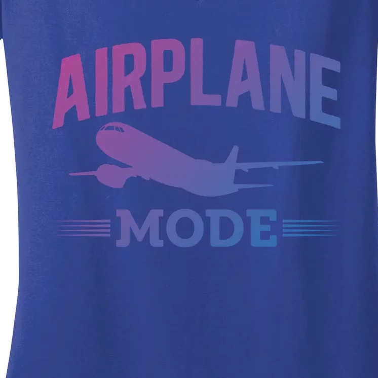 Vacation Lovers Airplane Mode Going On Vacation Gift Women's V-Neck T-Shirt