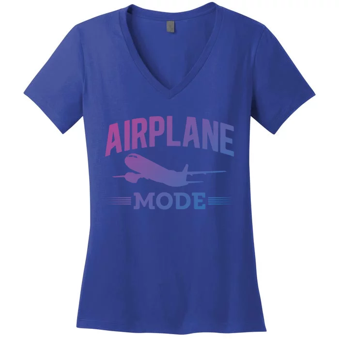 Vacation Lovers Airplane Mode Going On Vacation Gift Women's V-Neck T-Shirt