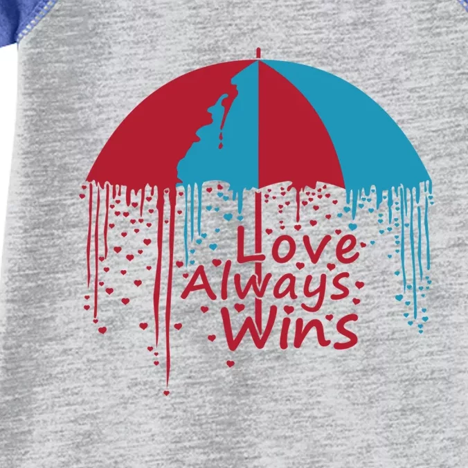 Valentine Love Always Wins Raining Hearts Dripping Umbrella Gift Infant Baby Jersey Bodysuit