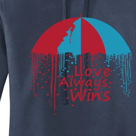 Valentine Love Always Wins Raining Hearts Dripping Umbrella Gift Women's Pullover Hoodie