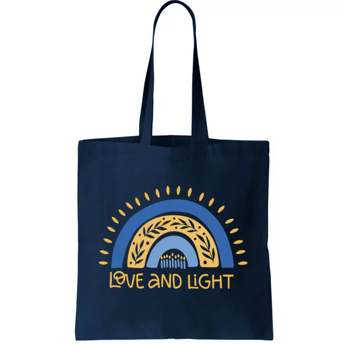 Vintage Love and Light Rainbow Hanukkah Tote Bag