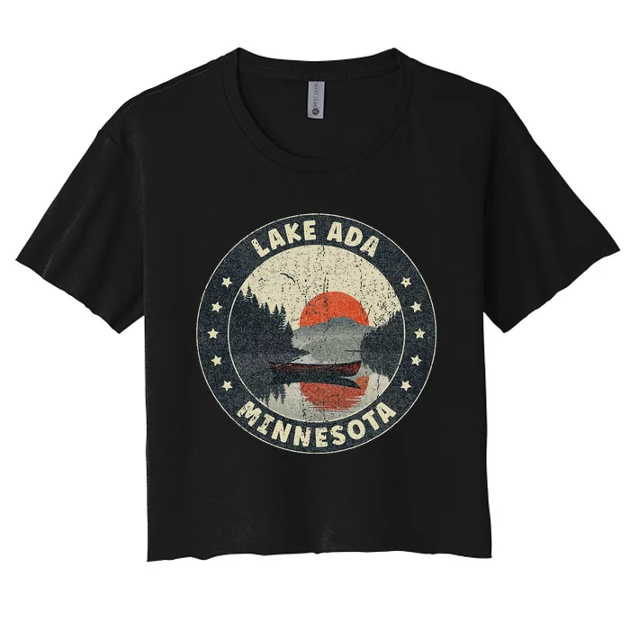 Vintage Lake Ada Minnesota Sunset Women's Crop Top Tee