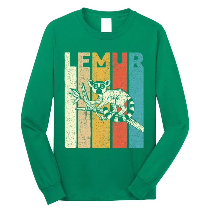 Vintage Lemur Animal Researcher Zookeeper Lemur Lover Long Sleeve Shirt