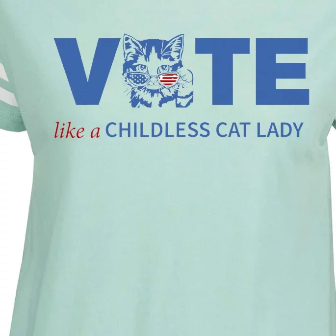 Vote Like A Childless Cat Lady Funny Vote Kamala Harris 2024 Enza Ladies Jersey Football T-Shirt