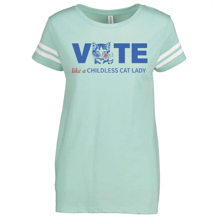 Vote Like A Childless Cat Lady Funny Vote Kamala Harris 2024 Enza Ladies Jersey Football T-Shirt