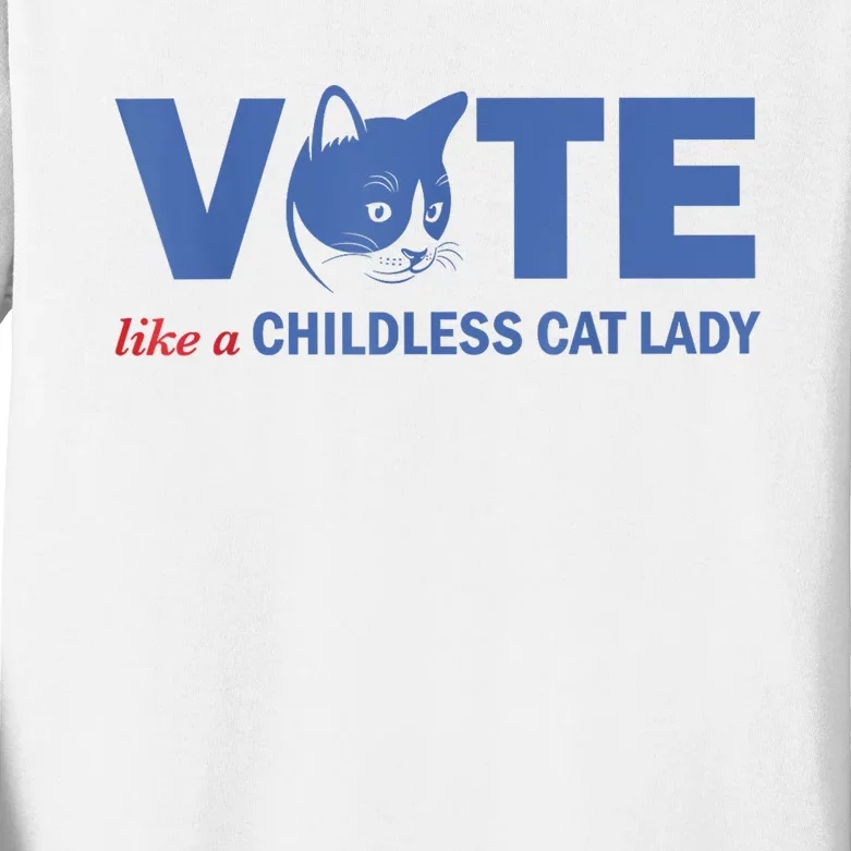 Vote Like A Childless Cat Lady Funny Voting Kamala President Kamalaharris Kids Long Sleeve Shirt