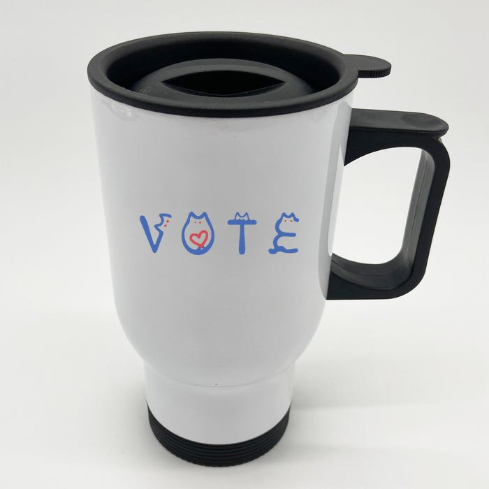 Vote Like A Childless Cat Lady Funny Voting Election 2024 Front & Back Stainless Steel Travel Mug