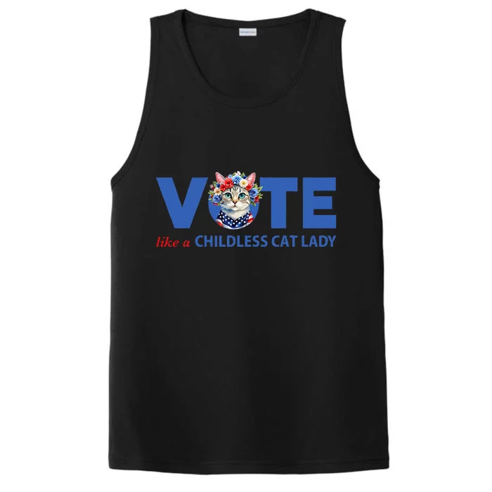 Vote Like A Childless Cat Lady Floral Cat Vote For Kamala Performance Tank