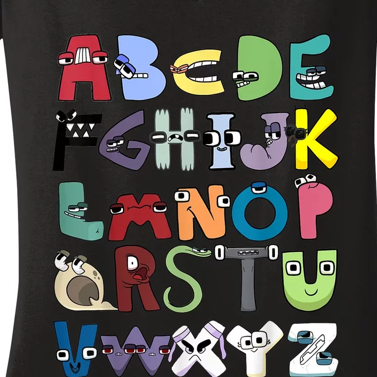 Villain Letter Abc Costume Boys Matching Evil Alphabet Lore Women's V-Neck T-Shirt