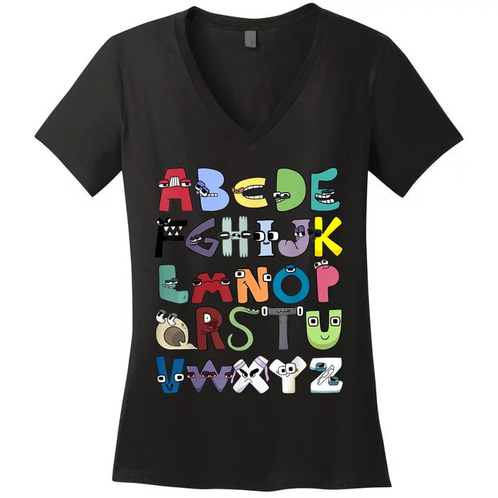 Villain Letter Abc Costume Boys Matching Evil Alphabet Lore Women's V-Neck T-Shirt