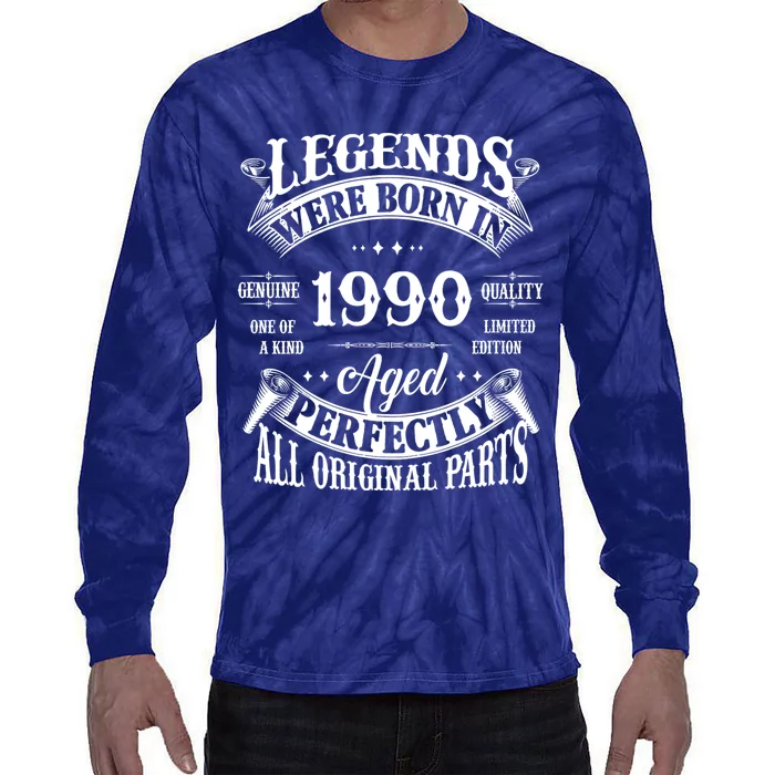 Vintage Legends Born In 1990 34 Years Old Tie-Dye Long Sleeve Shirt