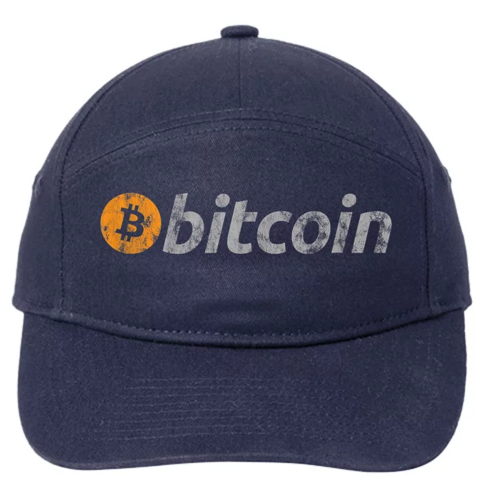 Vintage Look Bitcoin Logo 7-Panel Snapback Hat