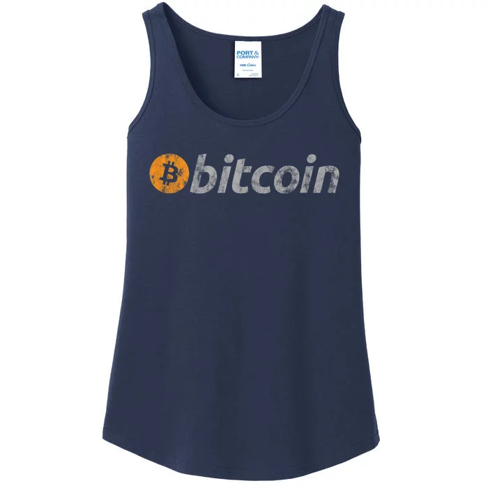 Vintage Look Bitcoin Logo Ladies Essential Tank