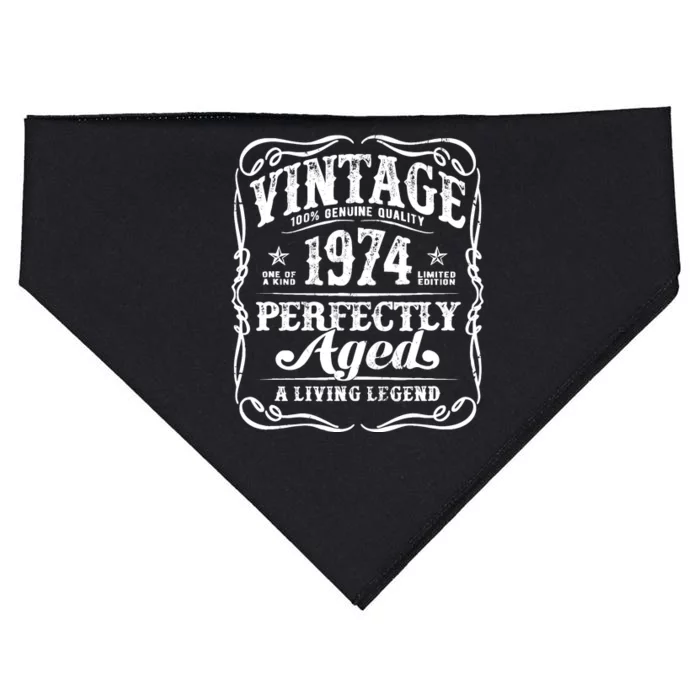 Vintage Legends Born In 1974 Classic 50th Birthday USA-Made Doggie Bandana