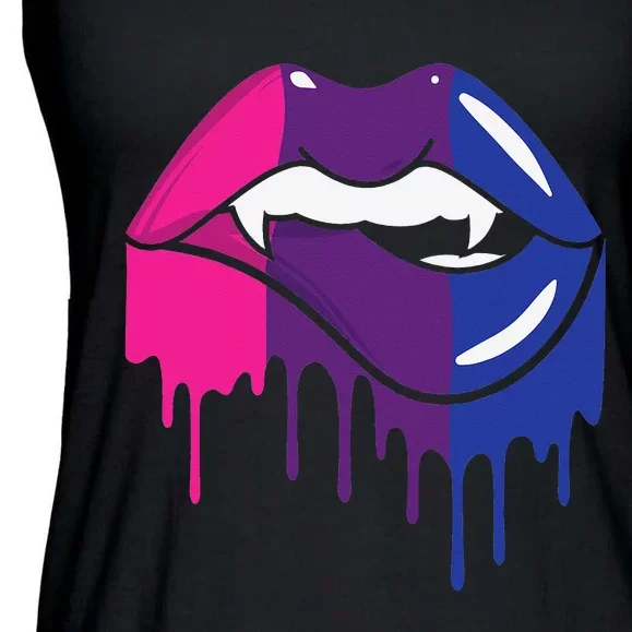 Vampire Lips Bisexual Sexy Blood LGBTQ Bi Love Flag Lesbian Ladies Essential Flowy Tank