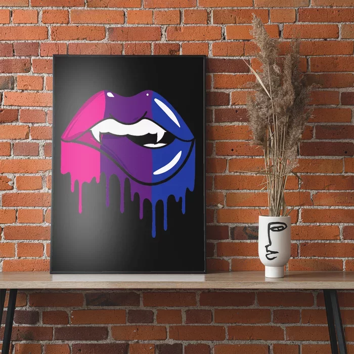 Vampire Lips Bisexual Sexy Blood LGBTQ Bi Love Flag Lesbian Poster