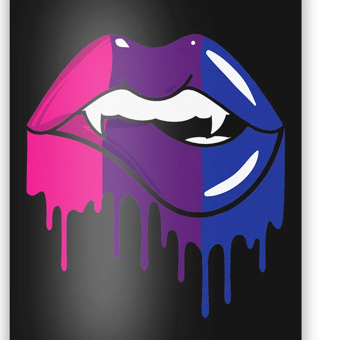 Vampire Lips Bisexual Sexy Blood LGBTQ Bi Love Flag Lesbian Poster