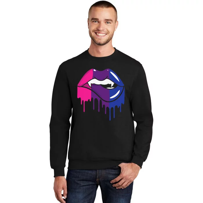 Vampire Lips Bisexual Sexy Blood LGBTQ Bi Love Flag Lesbian Tall Sweatshirt