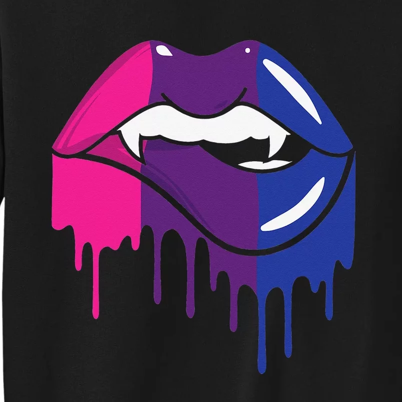 Vampire Lips Bisexual Sexy Blood LGBTQ Bi Love Flag Lesbian Tall Sweatshirt