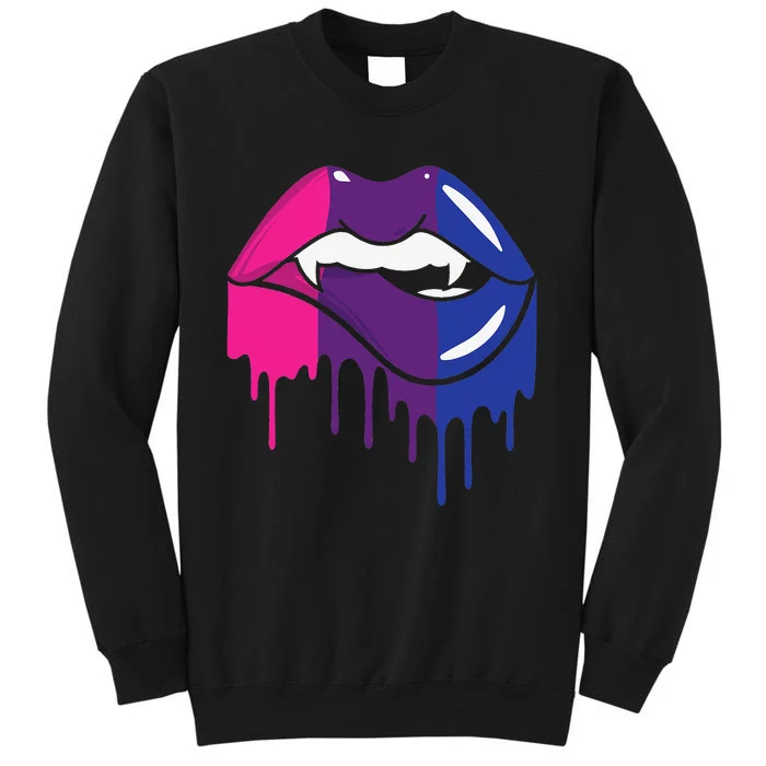 Vampire Lips Bisexual Sexy Blood LGBTQ Bi Love Flag Lesbian Tall Sweatshirt