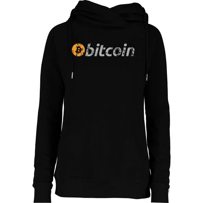 Vintage Look Bitcoin Womens Funnel Neck Pullover Hood