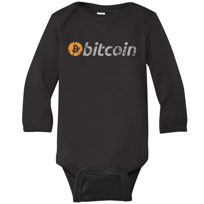 Vintage Look Bitcoin Baby Long Sleeve Bodysuit