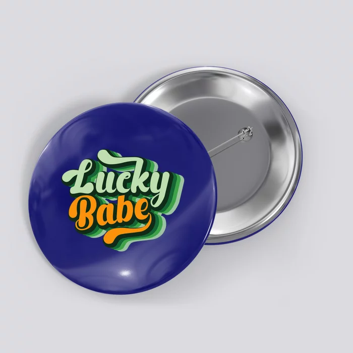 Vintage Lucky Babe Tie Dye St Patrick's Day Irish Cool Gift Button