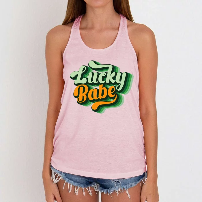 Vintage Lucky Babe Tie Dye St Patrick's Day Irish Cool Gift Women's Knotted Racerback Tank