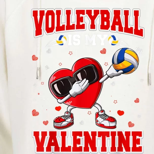 Volleyball Lover Cute Heart Dabbing Valentines Day Gift Womens Funnel Neck Pullover Hood