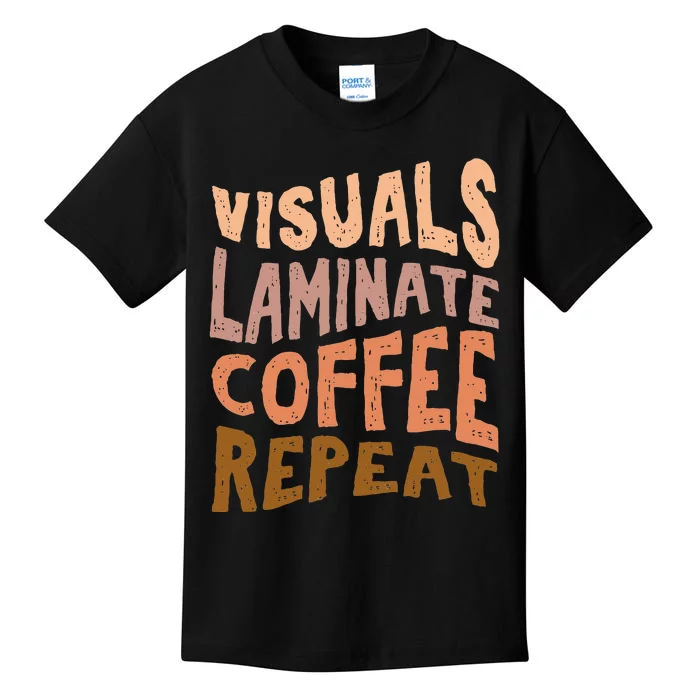 Visuals Laminate Coffee Repeat Special Education Teacher Kids T-Shirt